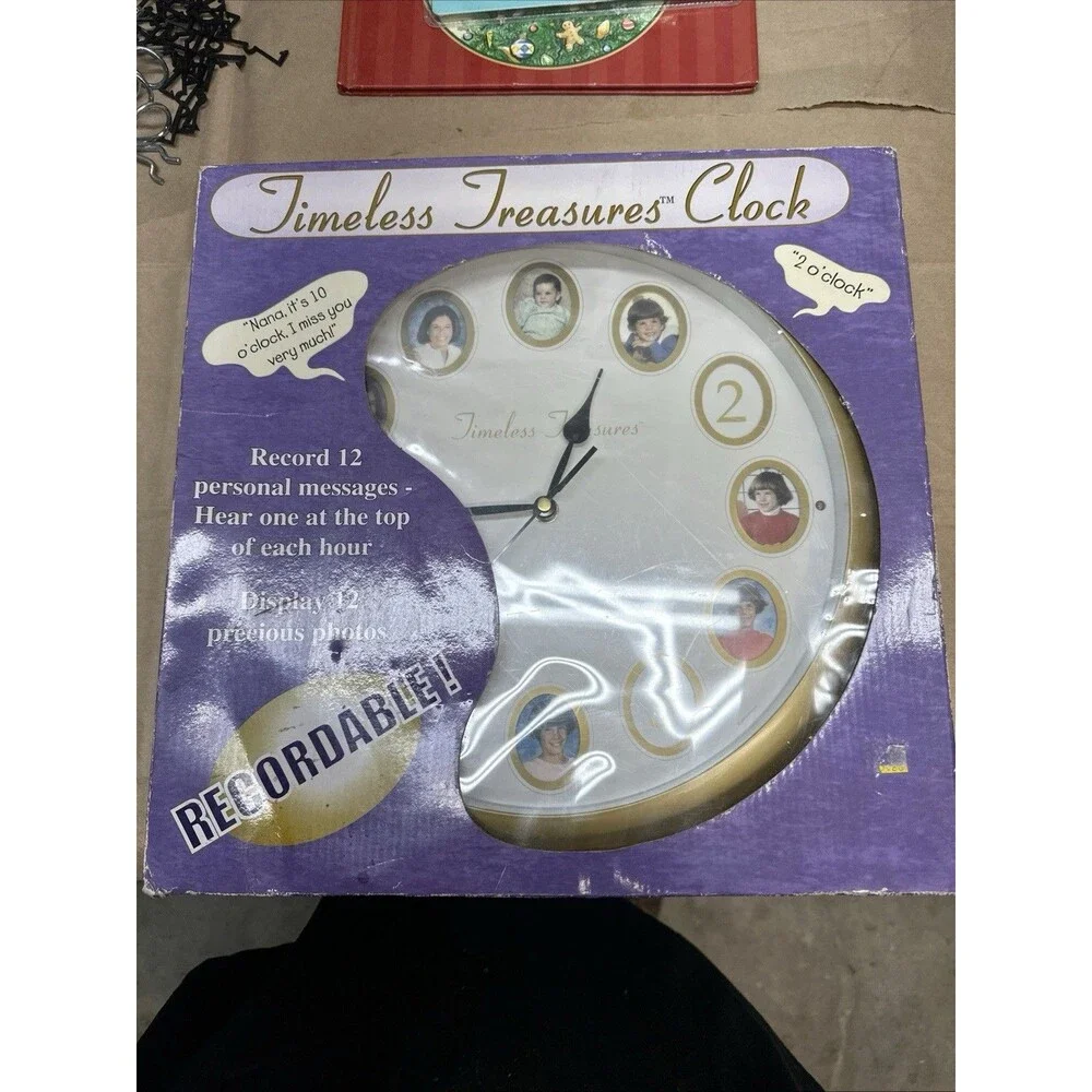 Timeless Treasures Clock Wall Mount 12 Photos w/ Recordable Message-New Open Box